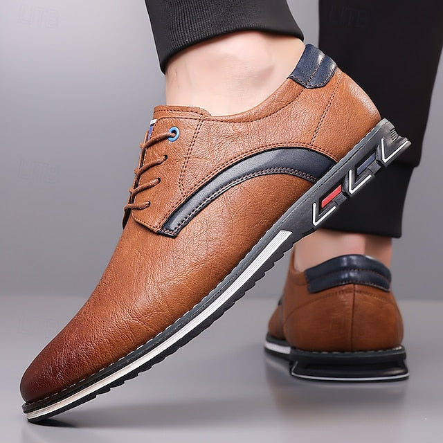 Shoes Everyday Men's Casual – Brown Lace-Up Comfortable