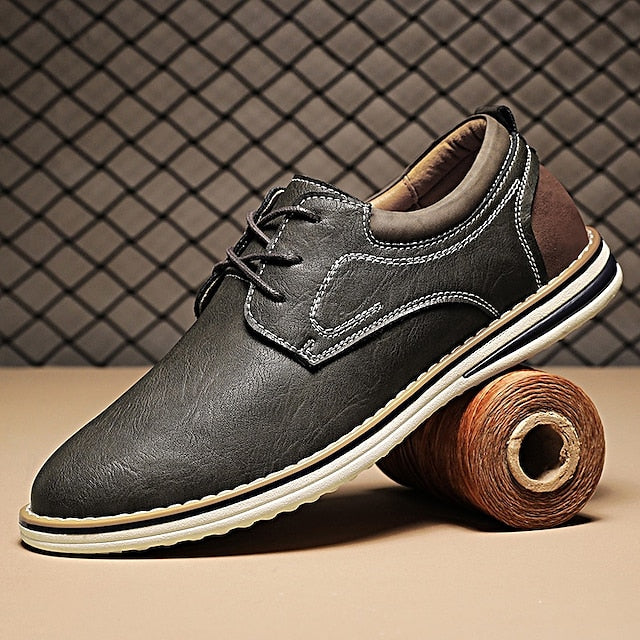 Casual Leather Shoes Derby Brown Faux – Lightweight Men’s