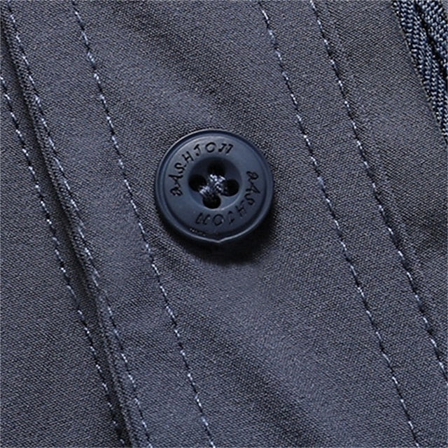 Button Black Up Men's Casual Shirt Cargo