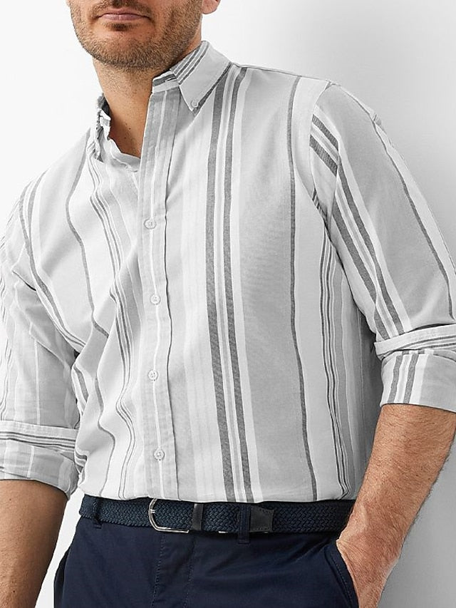 Men's Casual Button Up Striped Shirts Shirt