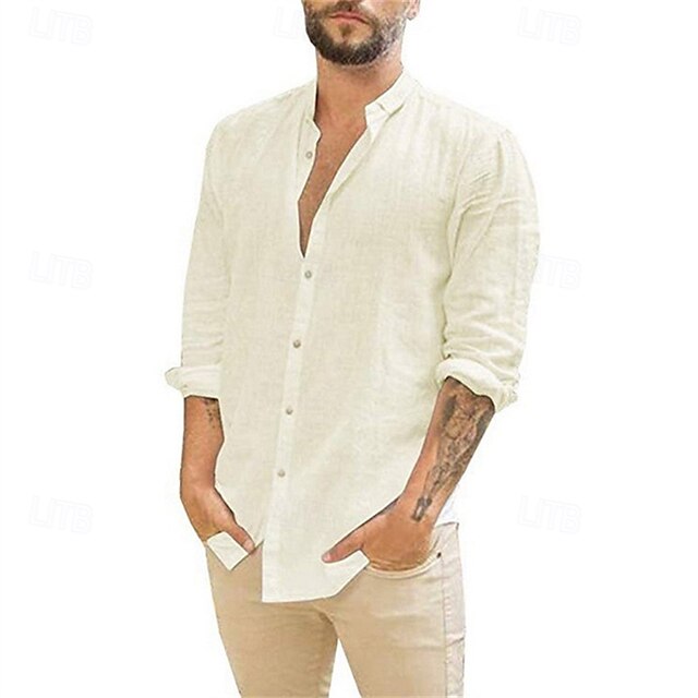 Button Men's Casual Summer Beach Shirt Up