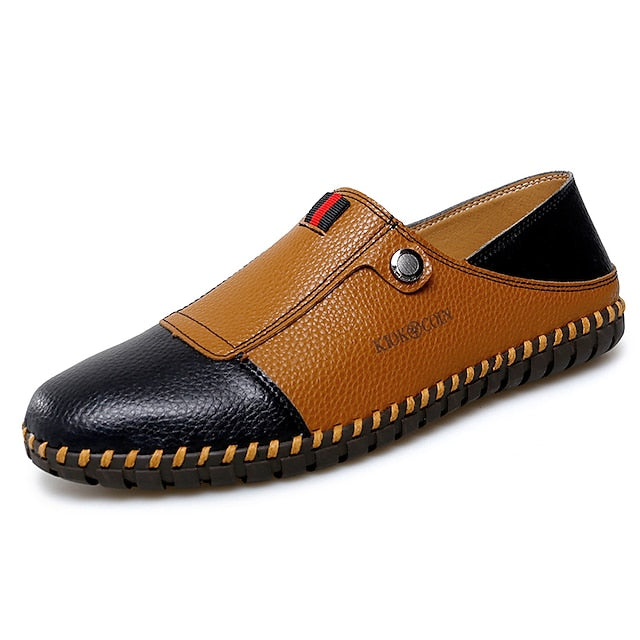 – Men's Leather Driving Loafers Slip-On Casual Two-Tone