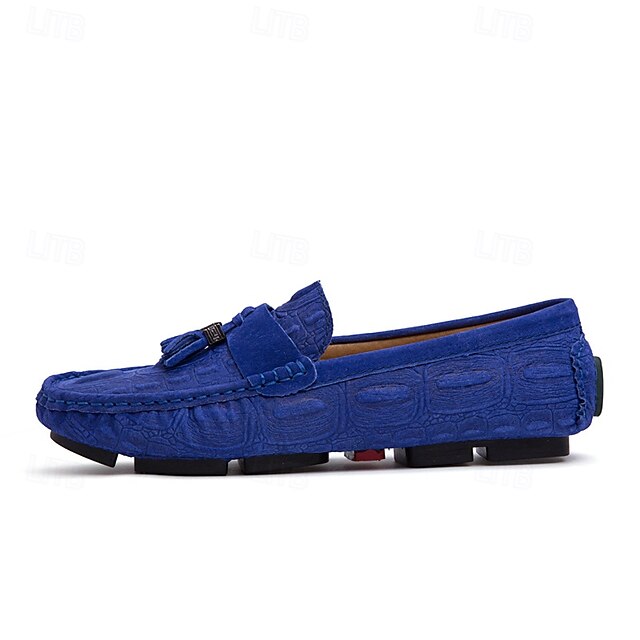 Tassel Men's and Faux with Loafers Brown Suede Detail
