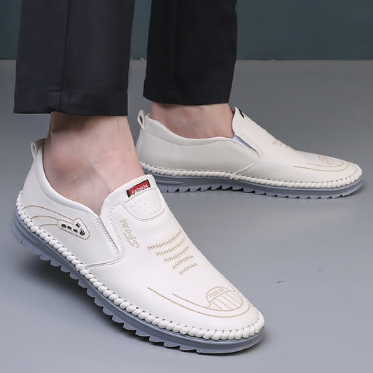 Lightweight Men's Slip-On – White Loafers Breathable
