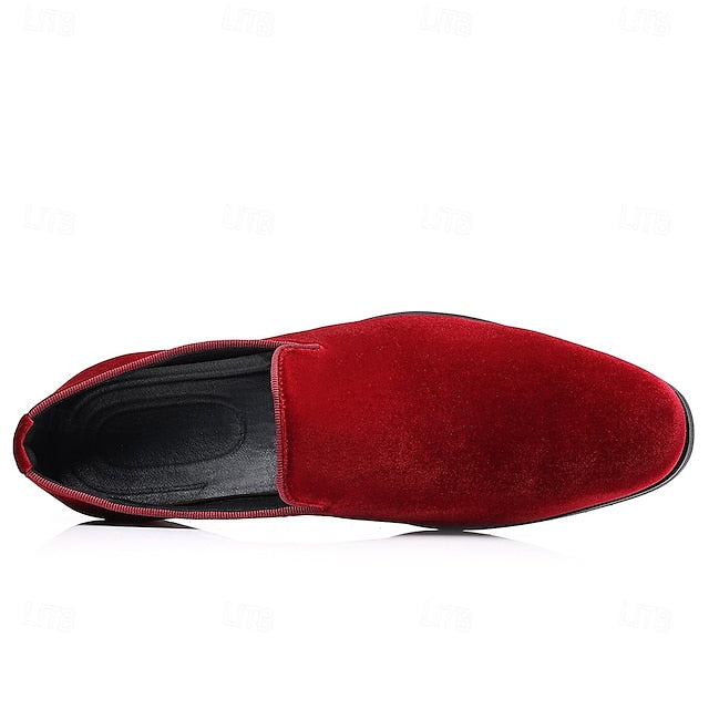 Red Dress Velvet Men's Shoes Slip-On
