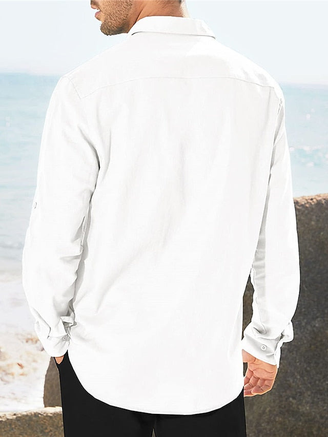 Shirt Button Up Casual Beach Men's Summer
