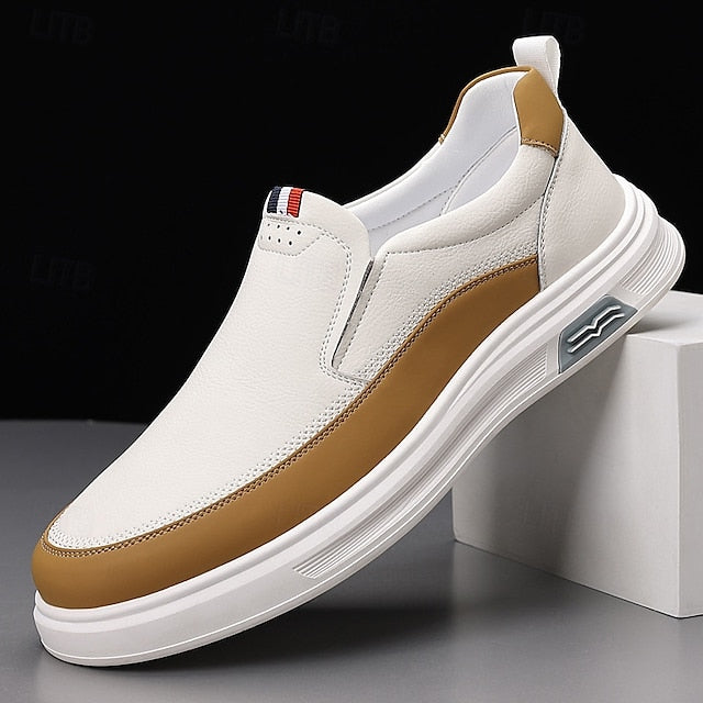 White and Accent with Men's Brown Sneakers Slip-On