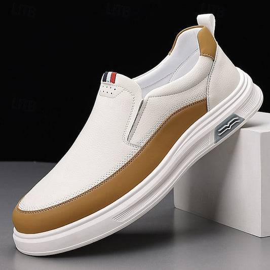 White and Accent with Men's Brown Sneakers Slip-On