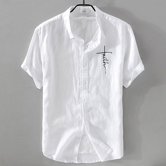 Up Button Linen Men's Cotton Casual Shirt