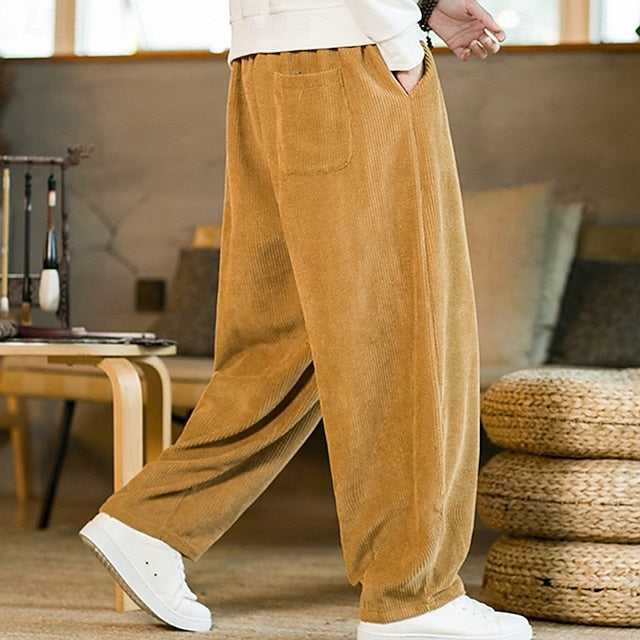 Corduroy Casual Pocket Men's Trousers Pants
