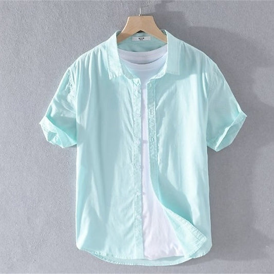 Cotton Linen Men's Casual Button Shirt Up