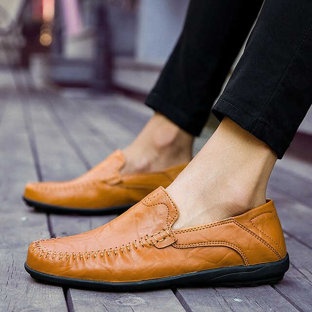 Moccasin Leather Men's Casual Driving – Slip-On Loafers