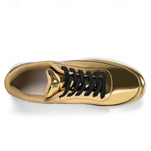 Stylish Gold Sneakers Low-Top – Men's Lace-Up Metallic