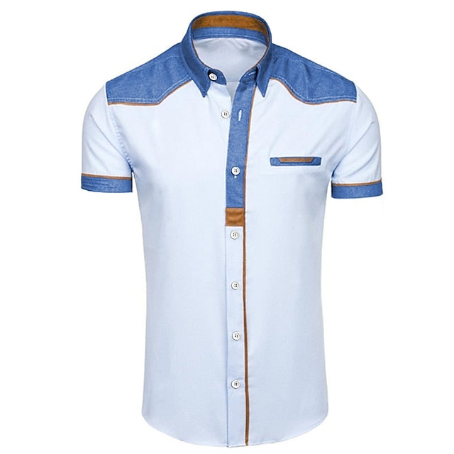 Light Men's Black Up Button Summer White Shirt