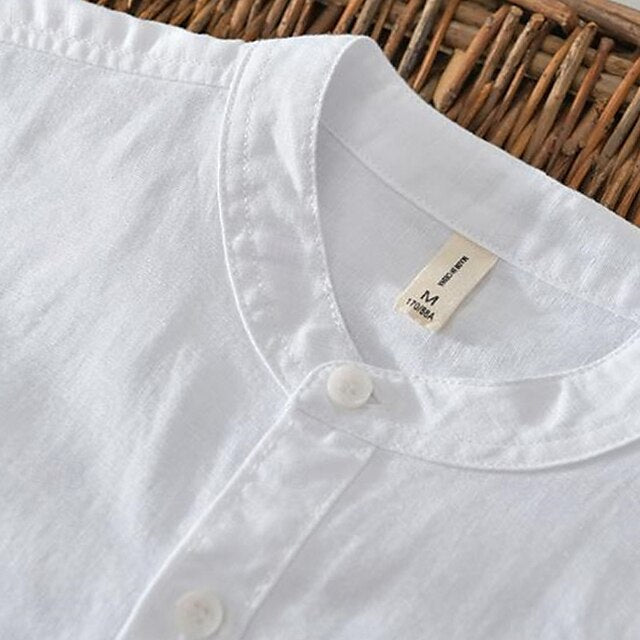 Button Up Linen Shirt Casual Cotton Men's