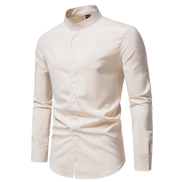 Shirt Mandarin Collar Casual Men's Chinese