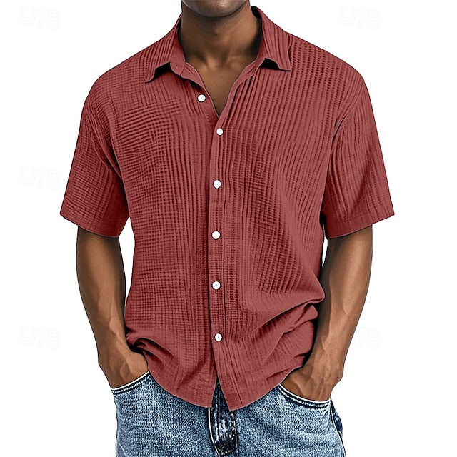 Up Shirt Beach Men's Summer Button Casual