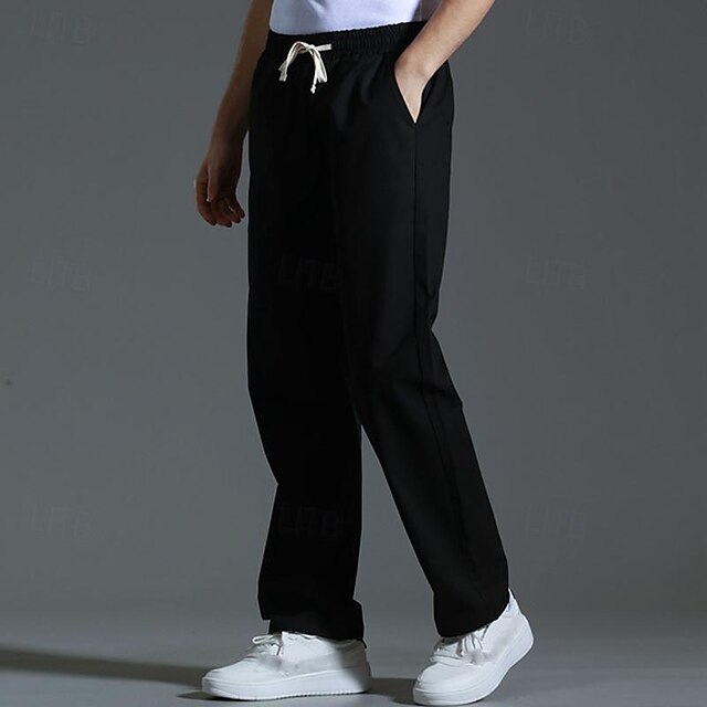 Drawstring Pocket Trousers Pants Casual Men's Waist Elastic