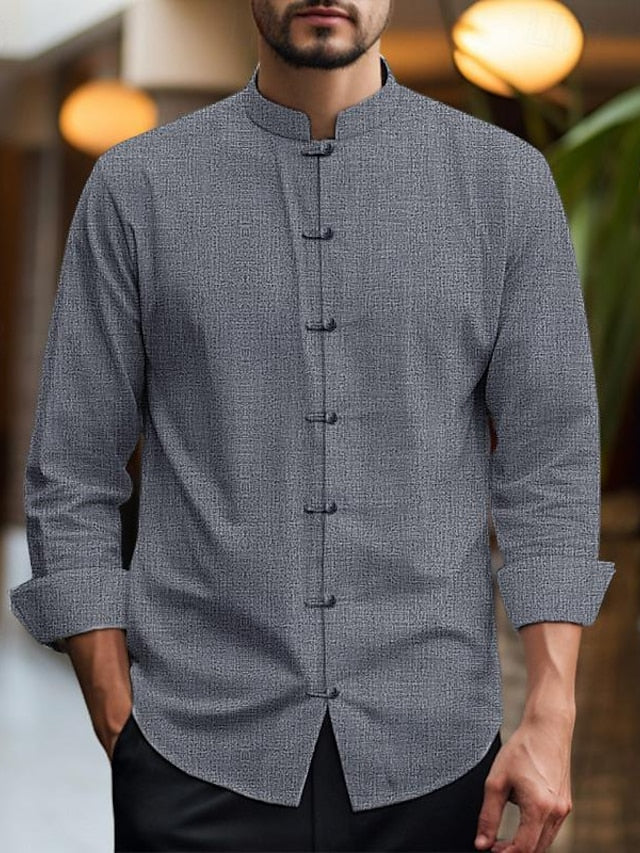 Linen Chinese Men's Shirt Cotton Collar