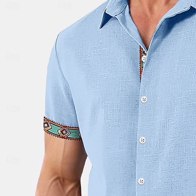 Men's Shirt Summer Wear Plain Beach Linen