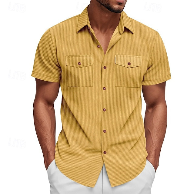 Men's Button Beach Casual Summer Up Shirt