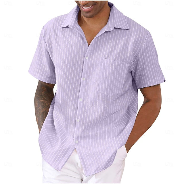 Summer Button Up Striped Men's Shirt
