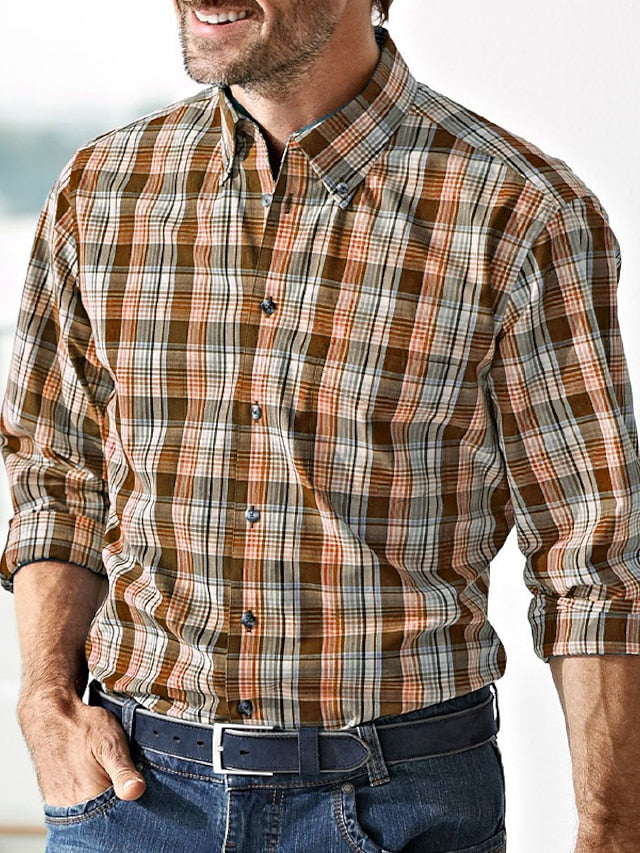 Men's Shirt Shirts Casual Checked Button Up
