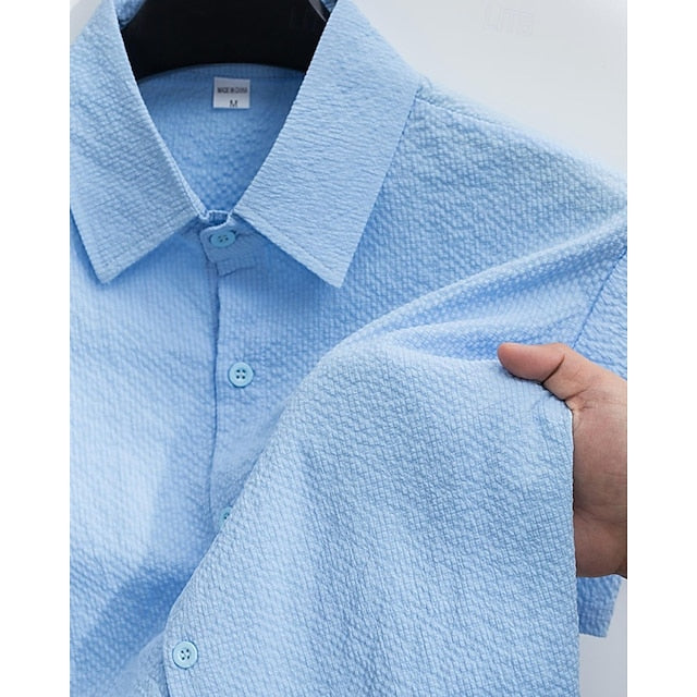 Button Casual Up Beach Shirt Summer Men's