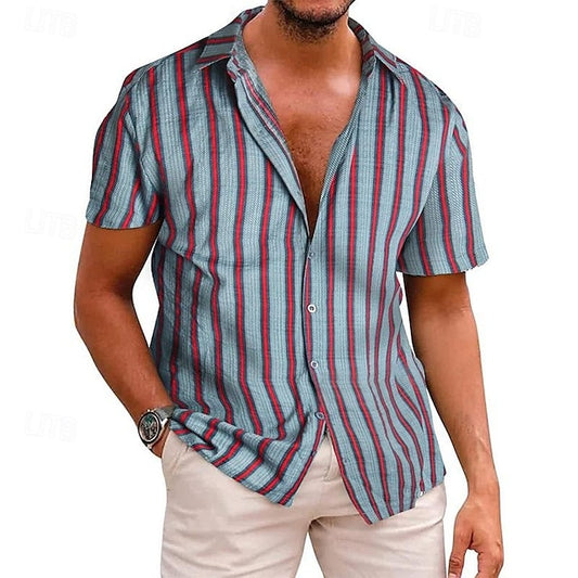 Shirt Up Casual Beach Button Summer Men's