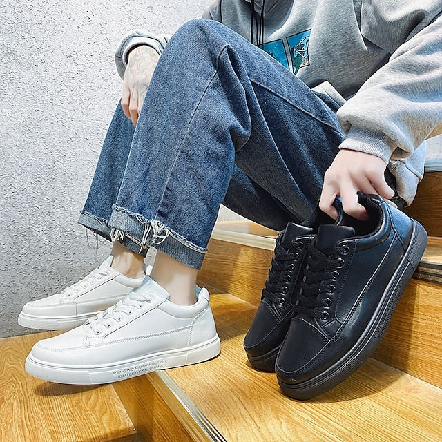 Closure and with Men's Casual Lace-up White Sneakers
