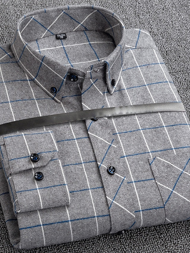Shirt Up Plaid Button Casual Men's