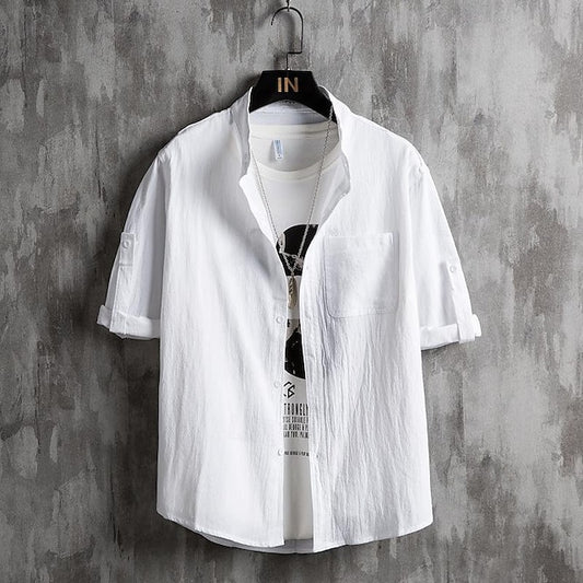 Chinese Collar Mandarin Shirt Men's