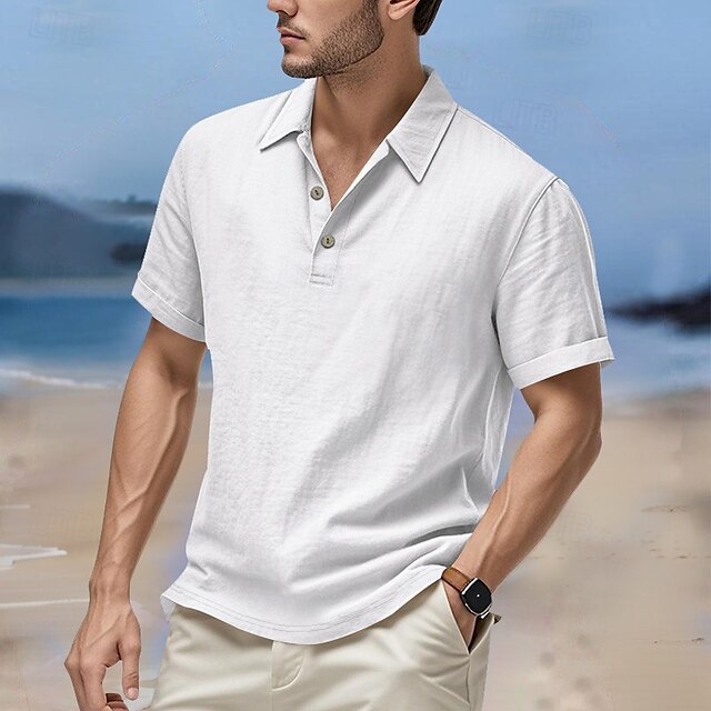 Linen Men's Beach Shirt Popover Summer