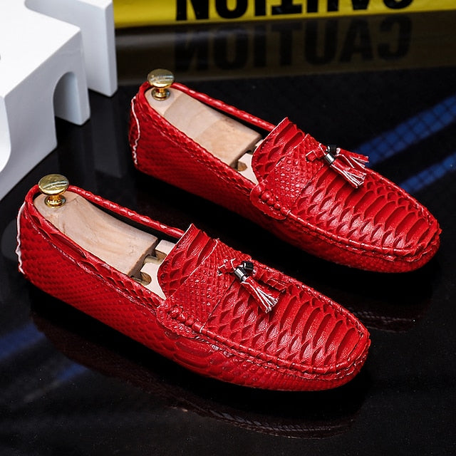 – Printed Loafers Casual White Men's Lightweight Slip-On