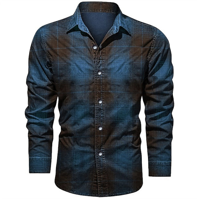 Up Summer Yellow Shirt Men's Button Plaid