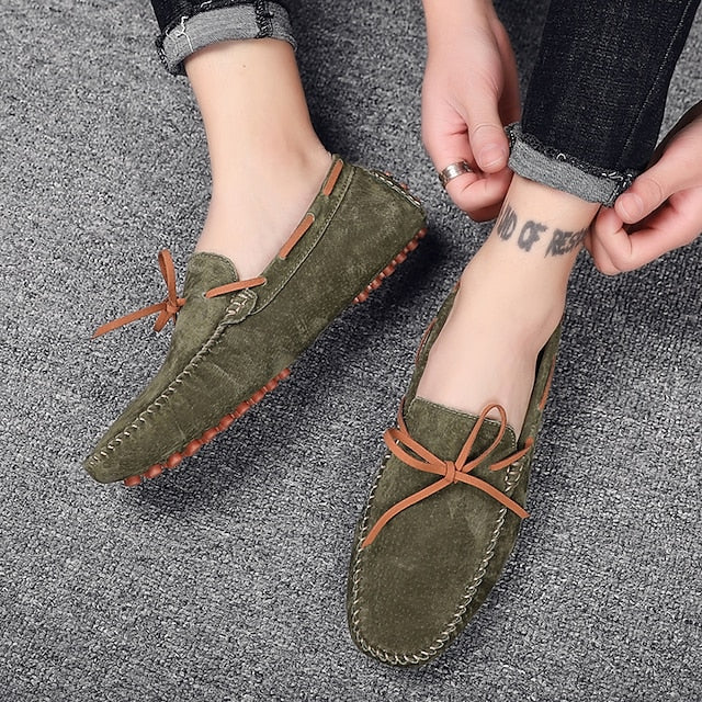 Loafers Suede Driving Men's Slip-On with Flexible Shoes: