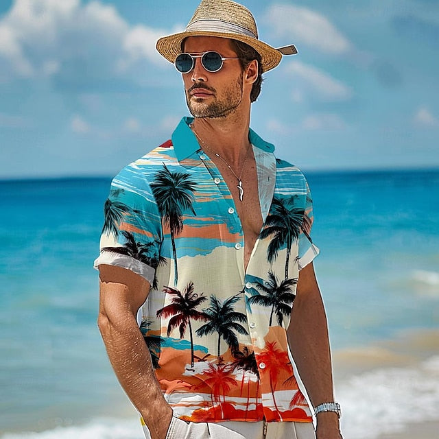 Hawaiian Linen Summer Shirt Men's Beach Coconut