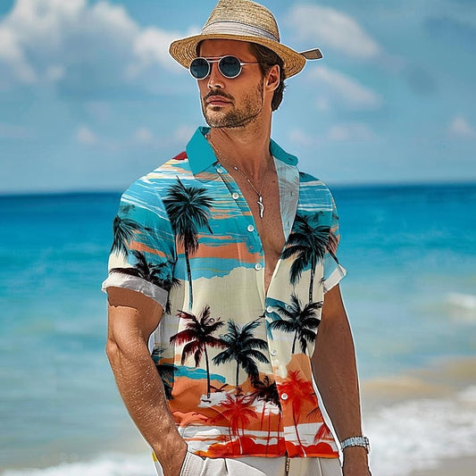Hawaiian Linen Summer Shirt Men's Beach Coconut
