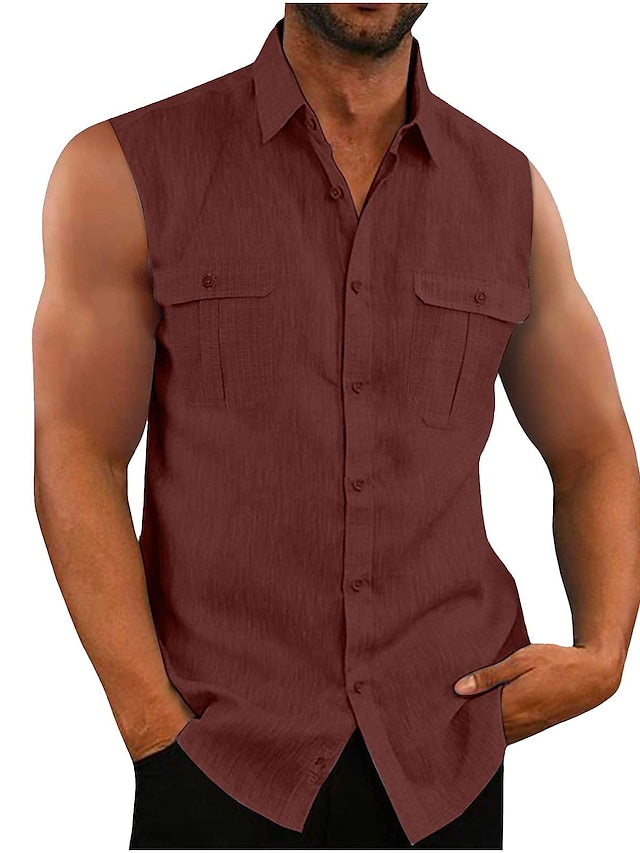 Men's Casual Summer Cotton Shirt Beach Linen