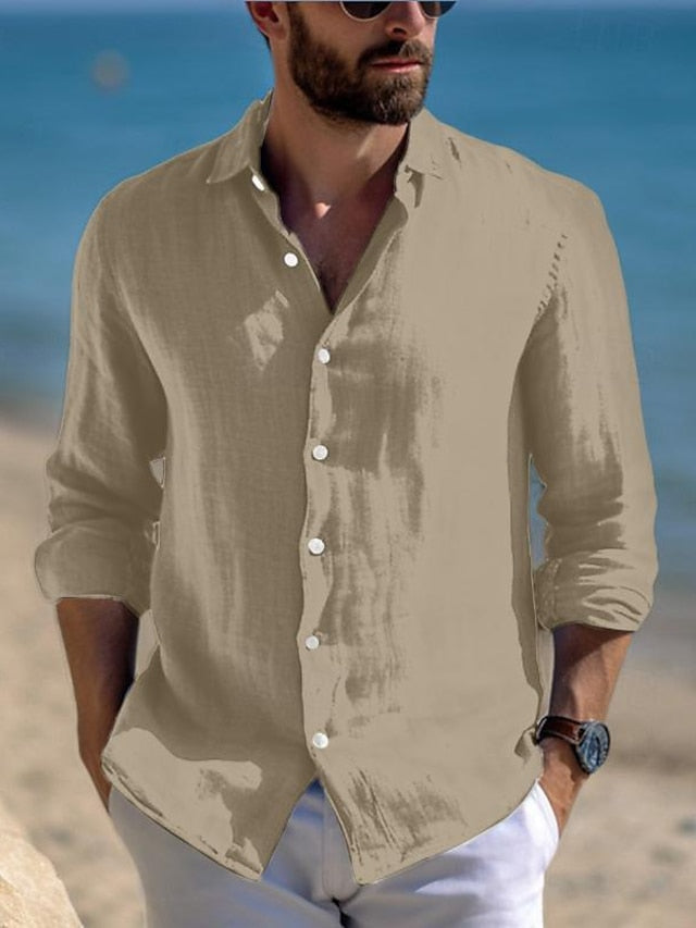 Shirt Wear Beach Linen Summer Casual Men's