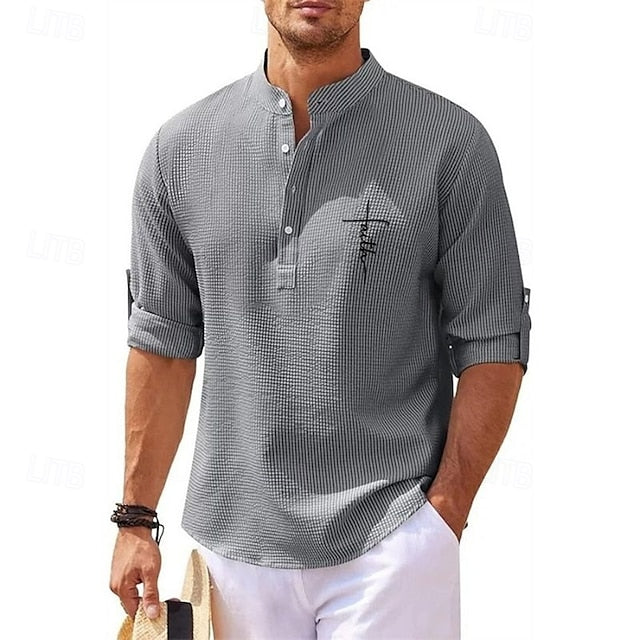 Men's Summer Beach Popover Shirt Casual