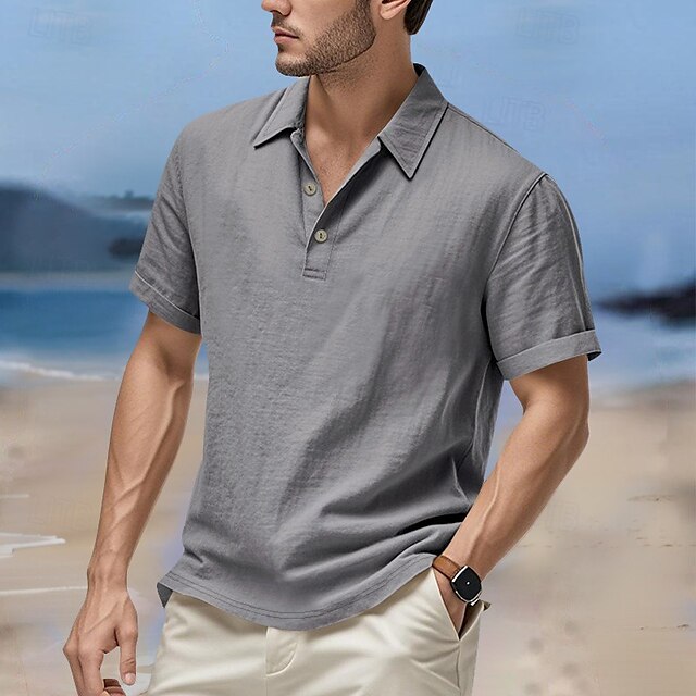 Linen Men's Beach Shirt Popover Summer