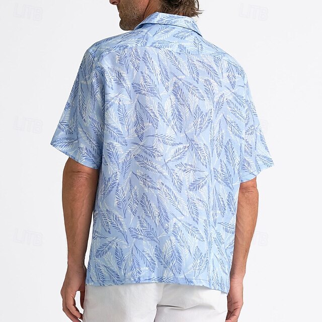Men's Linen Shirt Summer Up Beach Button