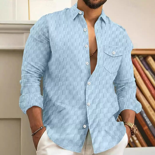 Casual Button Shirt Up Men's Summer