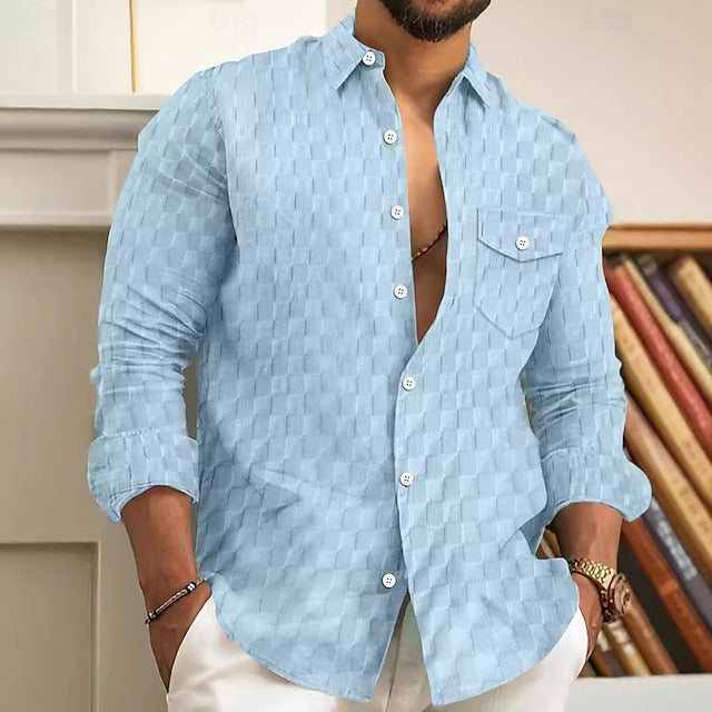 Men's Shirt Casual Button Up Summer