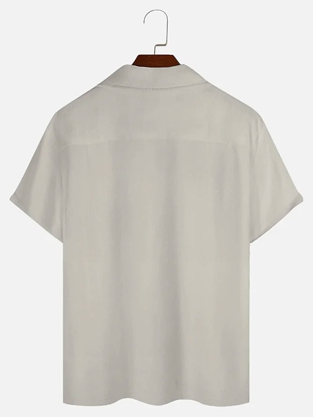 Collar Shirt Casual Cuban Men's Summer