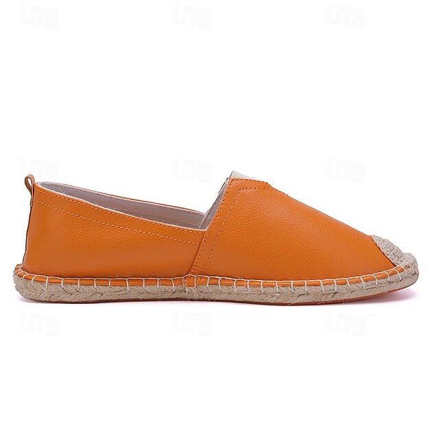 Slip-On Chic Style with Espadrilles: Leather Women's Orange
