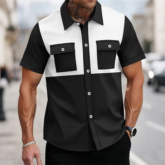 Button Beach Summer Shirt Up Casual Men's