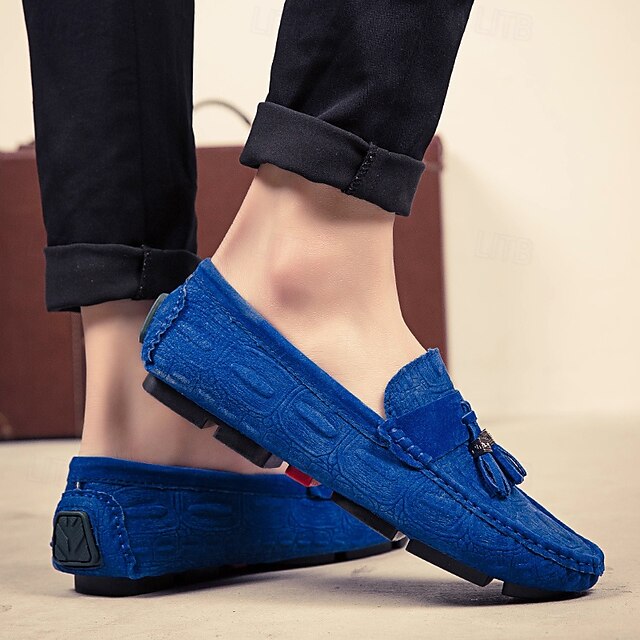 Tassel Men's and Faux with Loafers Brown Suede Detail