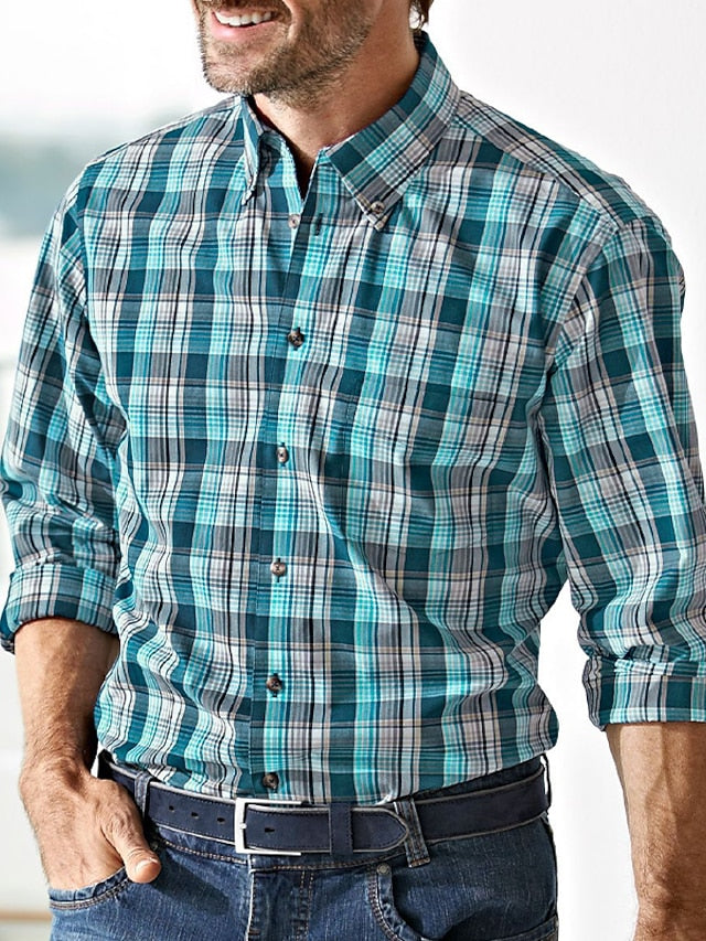 Men's Shirt Shirts Casual Checked Button Up